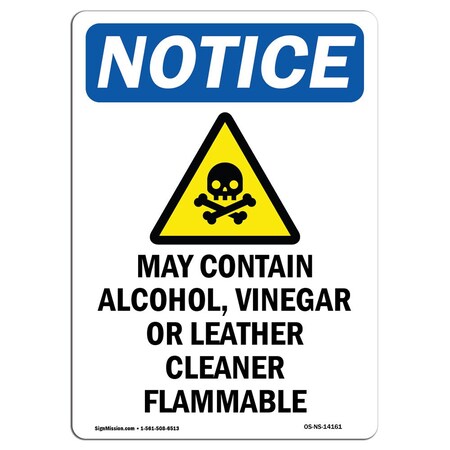 Signmission Safety Sign, OSHA Notice, 18" Height, Aluminum, May Contain Alcohol Sign With Symbol, Portrait OS-NS-A-1218-V-14161